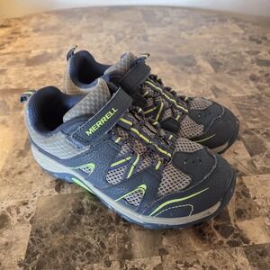 Merrell Trail Chaser Shoes Youth 2.5M Grey Green Blue Hiking Athletic Sneakers